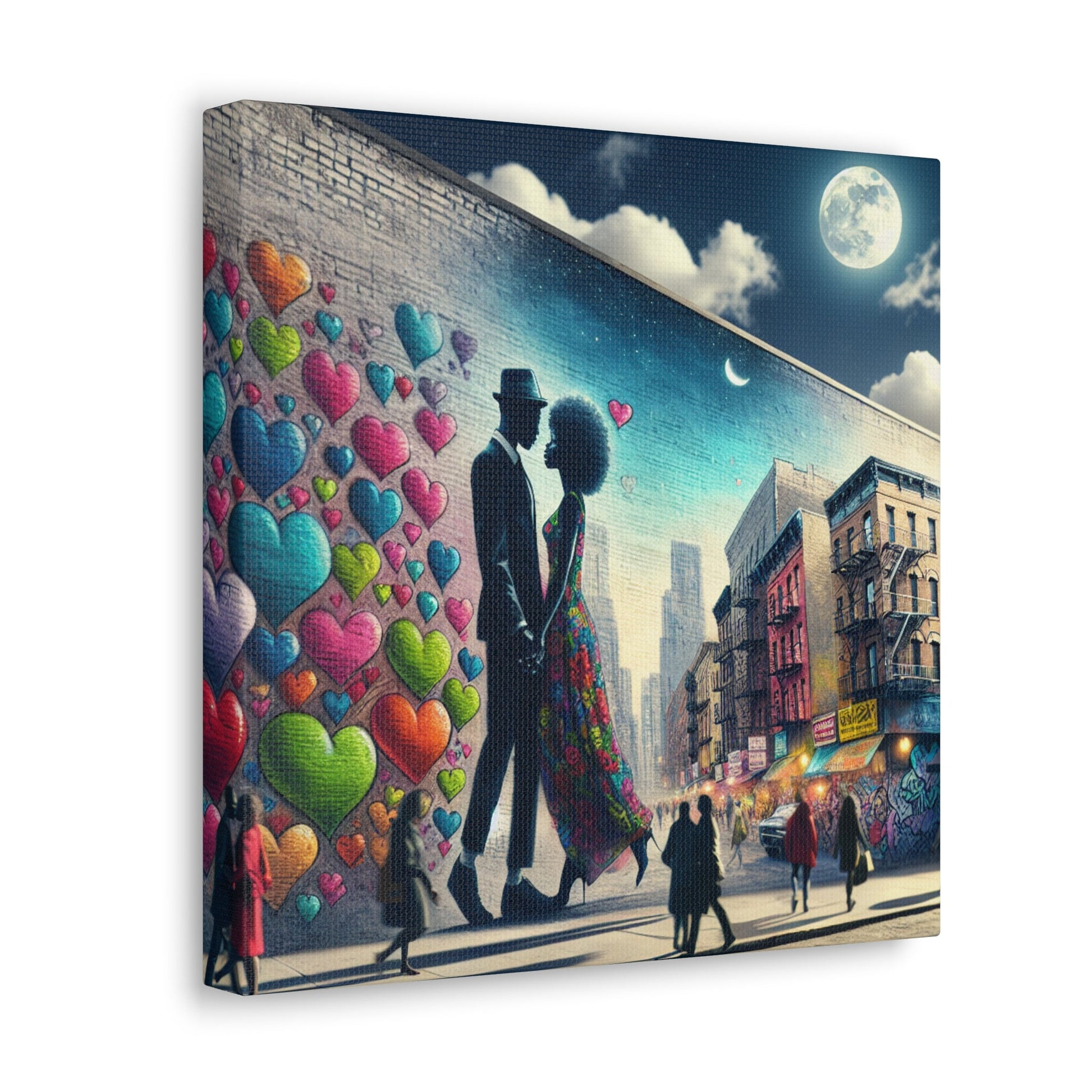 "Whimsical Urban Mural Romance" - Canvas - Authentic4Us