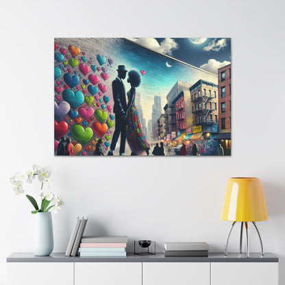 "Whimsical Urban Mural Romance" - Canvas - Authentic4Us