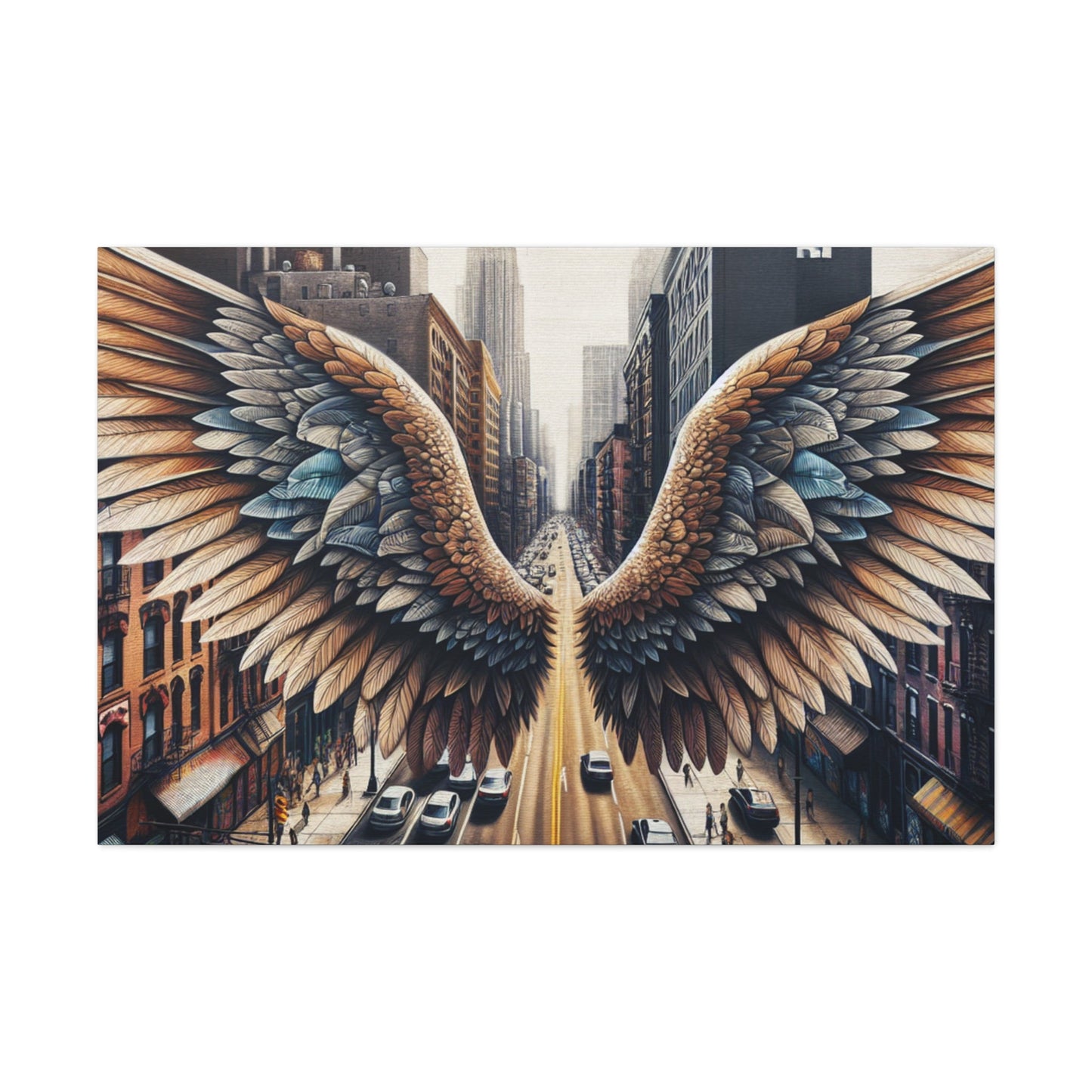 "Wings of Freedom in Cityscape" - Canvas - Authentic4Us