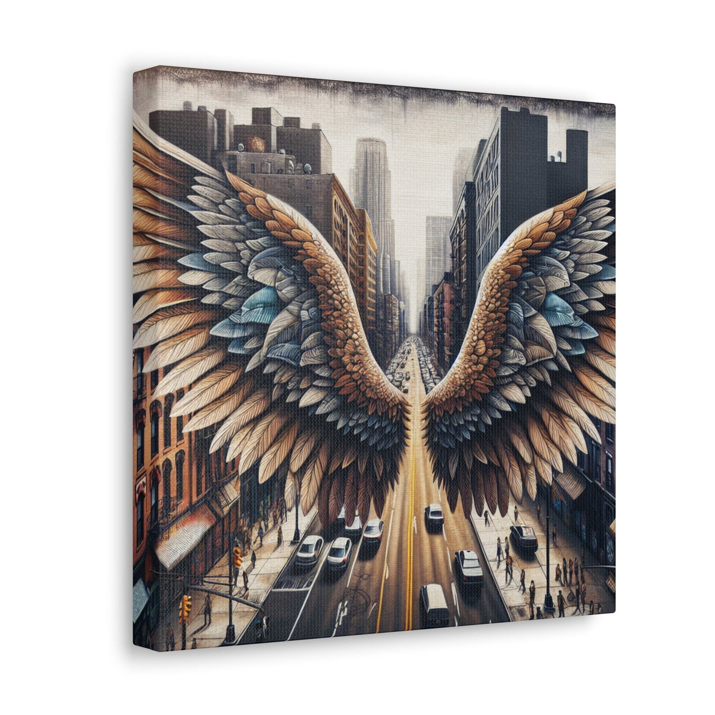 "Wings of Freedom in Cityscape" - Canvas - Authentic4Us