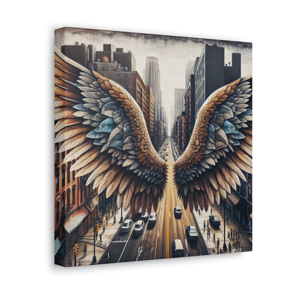 "Wings of Freedom in Cityscape" - Canvas - Authentic4Us