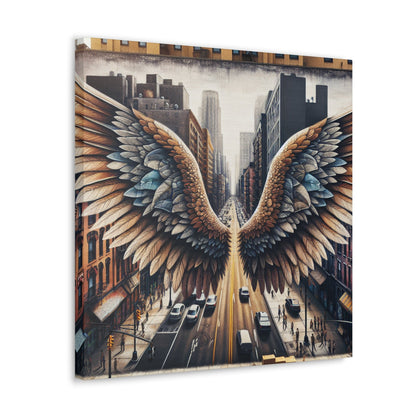 "Wings of Freedom in Cityscape" - Canvas - Authentic4Us