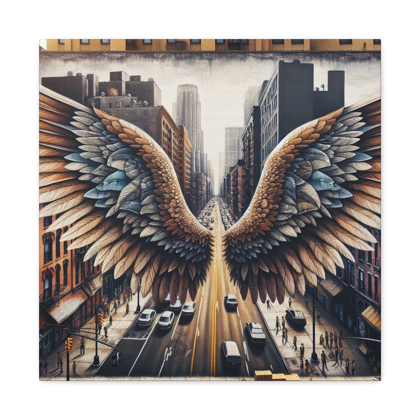 "Wings of Freedom in Cityscape" - Canvas - Authentic4Us