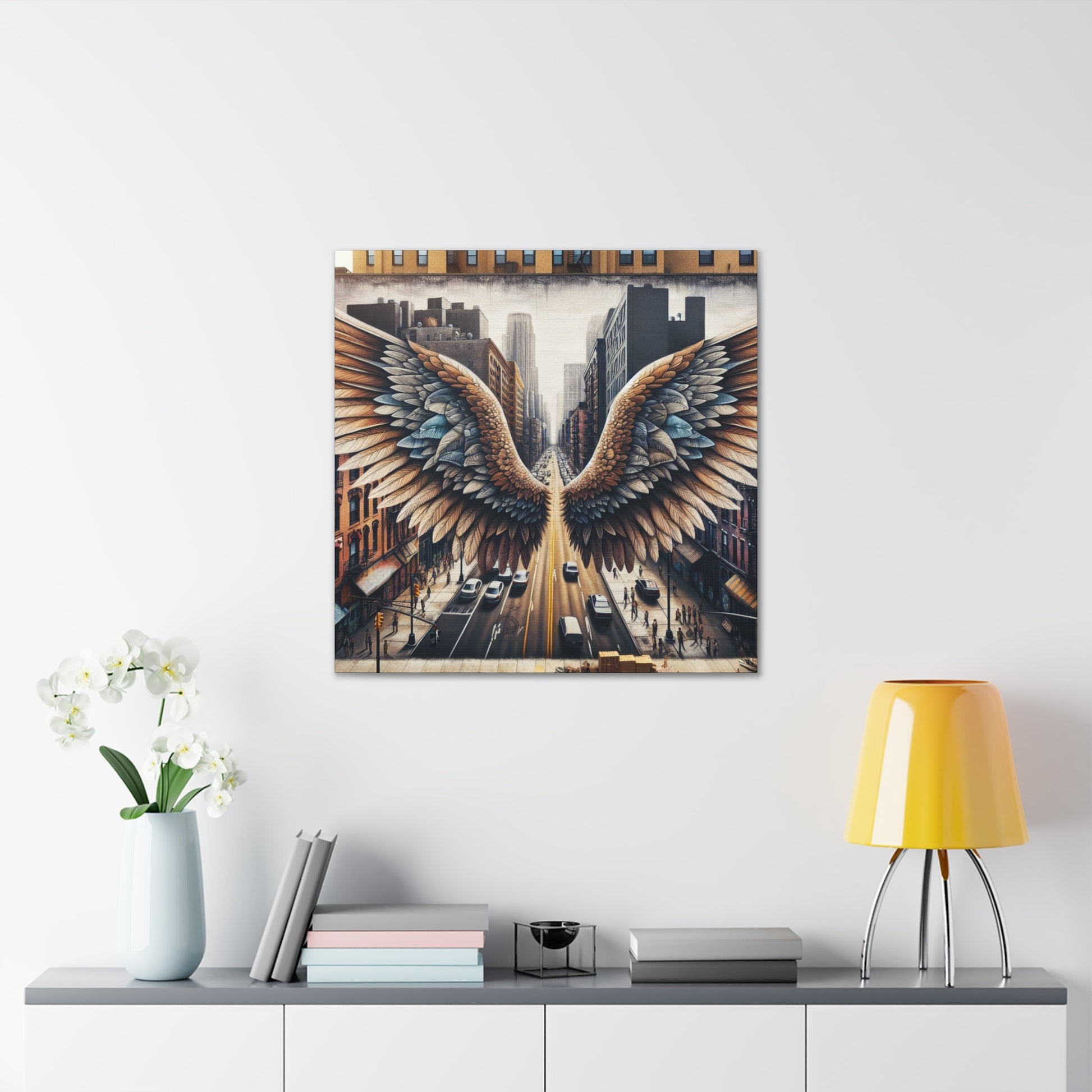 "Wings of Freedom in Cityscape" - Canvas - Authentic4Us