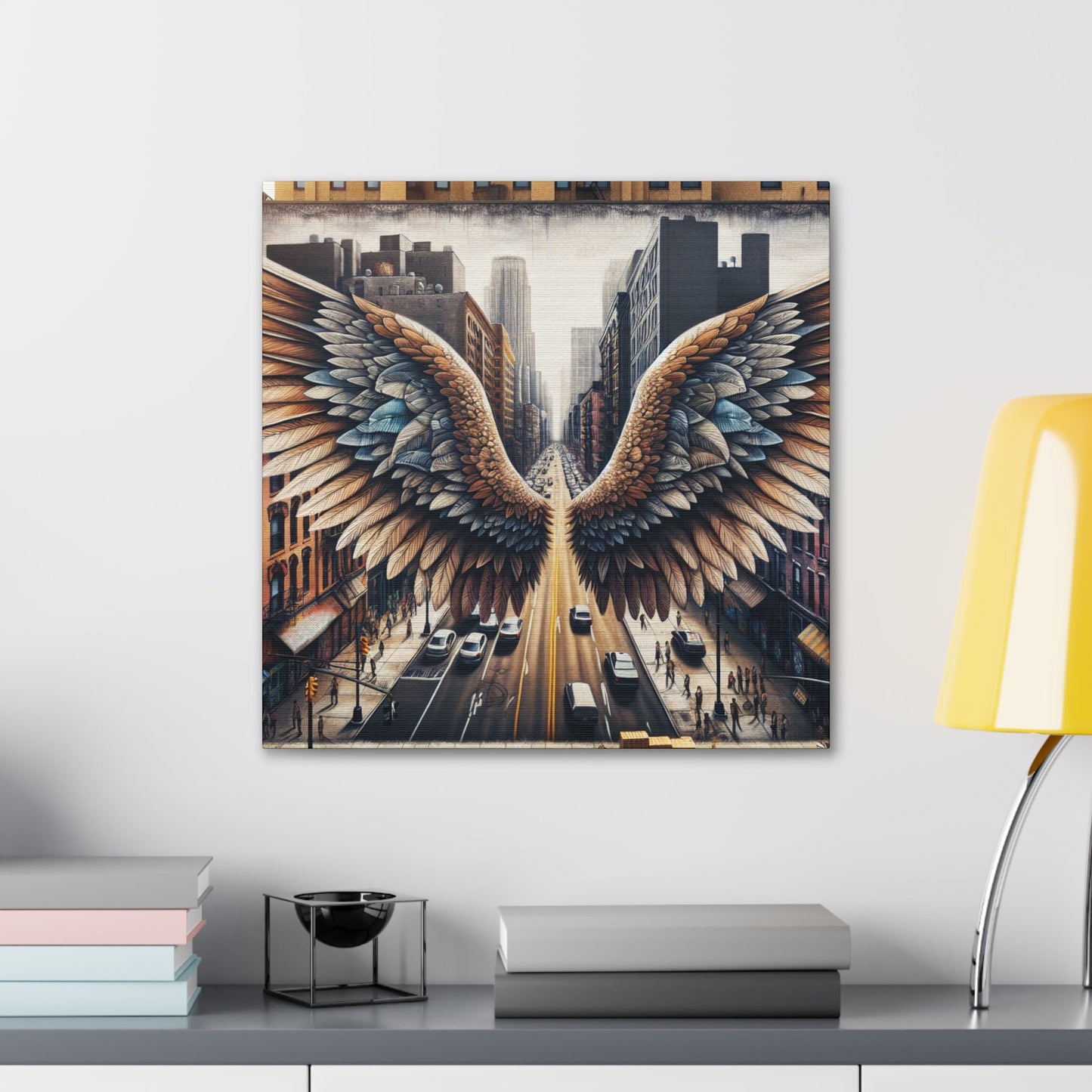 "Wings of Freedom in Cityscape" - Canvas - Authentic4Us