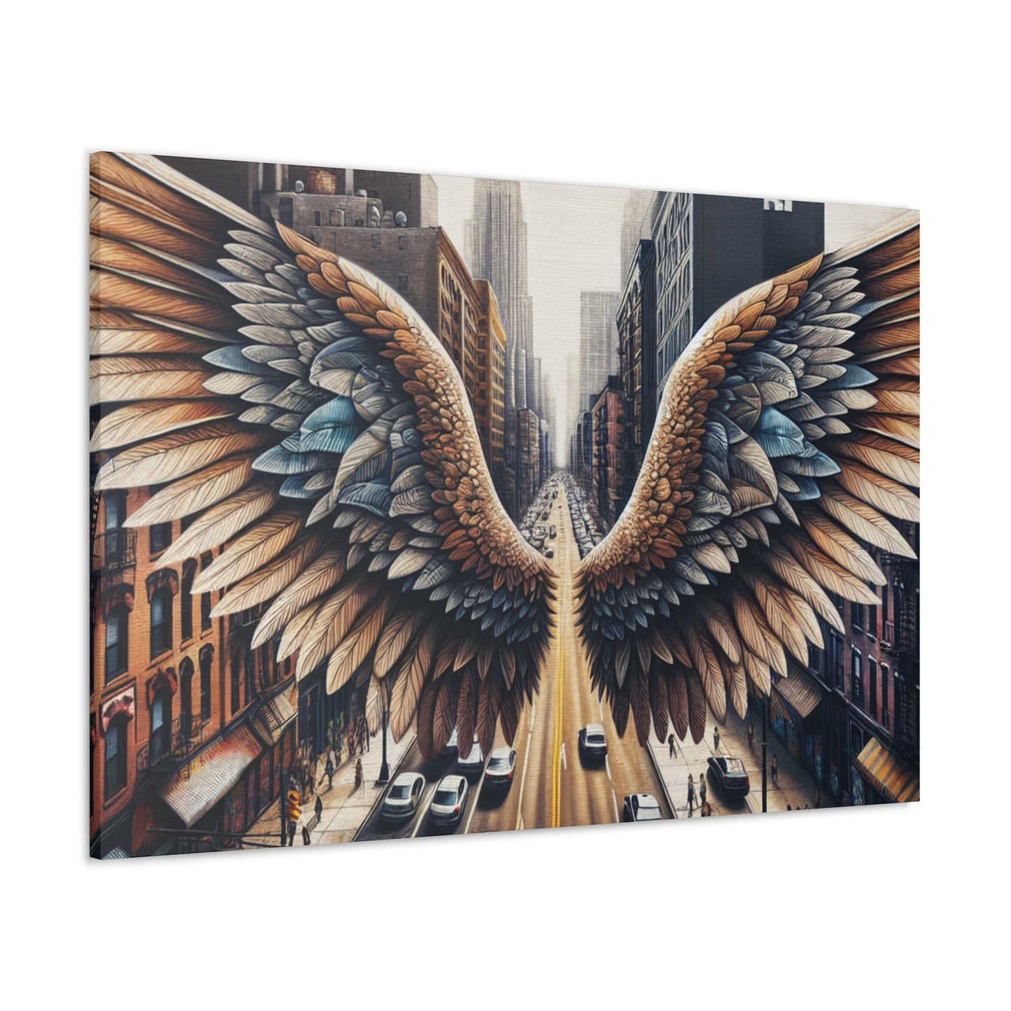 "Wings of Freedom in Cityscape" - Canvas - Authentic4Us