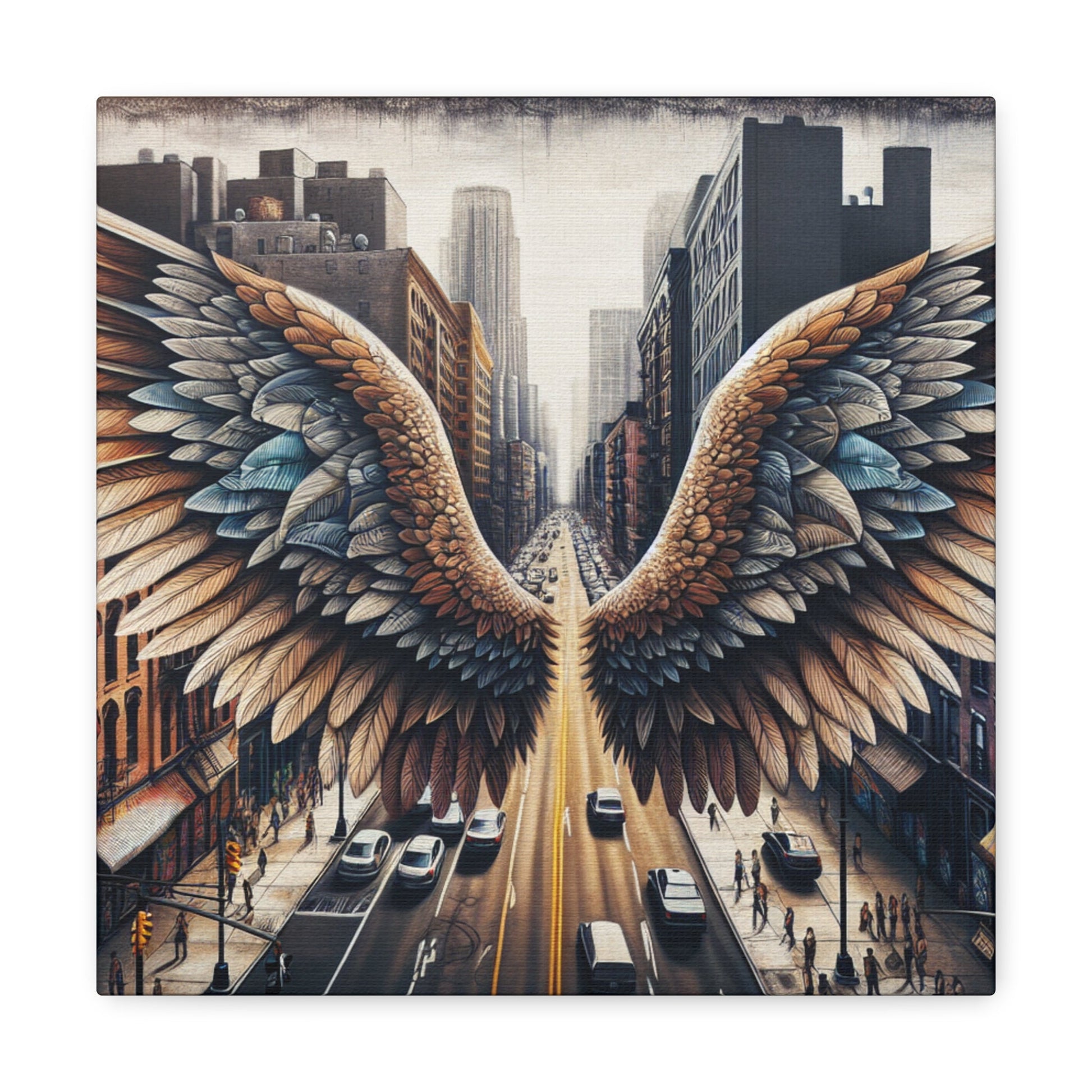 "Wings of Freedom in Cityscape" - Canvas - Authentic4Us