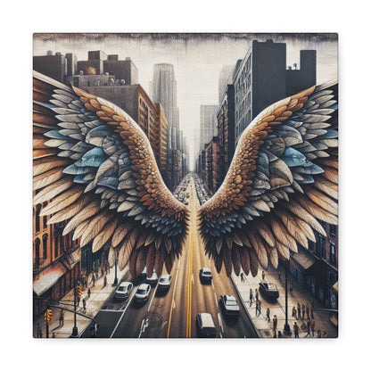 "Wings of Freedom in Cityscape" - Canvas - Authentic4Us