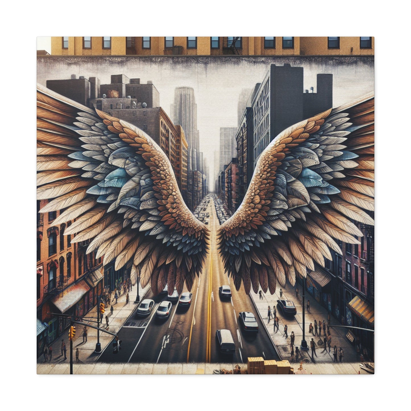 "Wings of Freedom in Cityscape" - Canvas - Authentic4Us