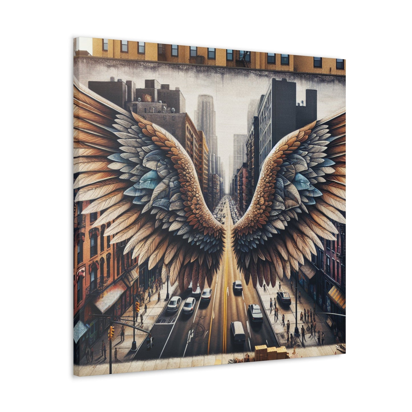 "Wings of Freedom in Cityscape" - Canvas - Authentic4Us